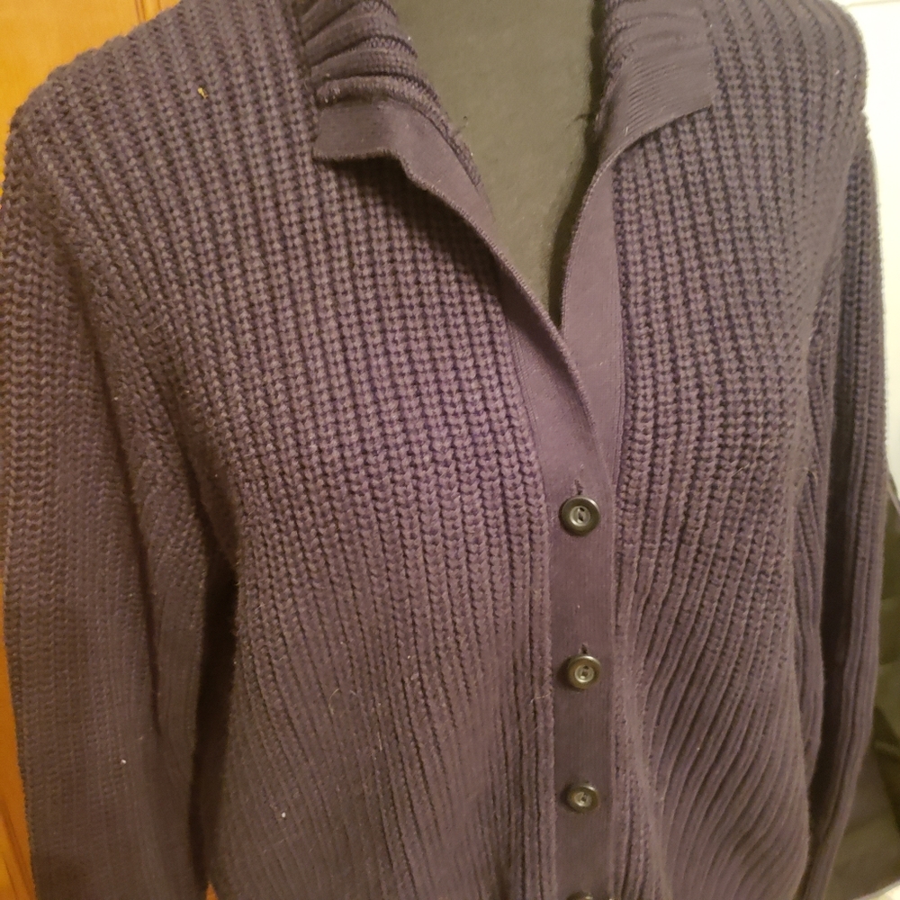 Talbots thick heavy black sweater cardigan